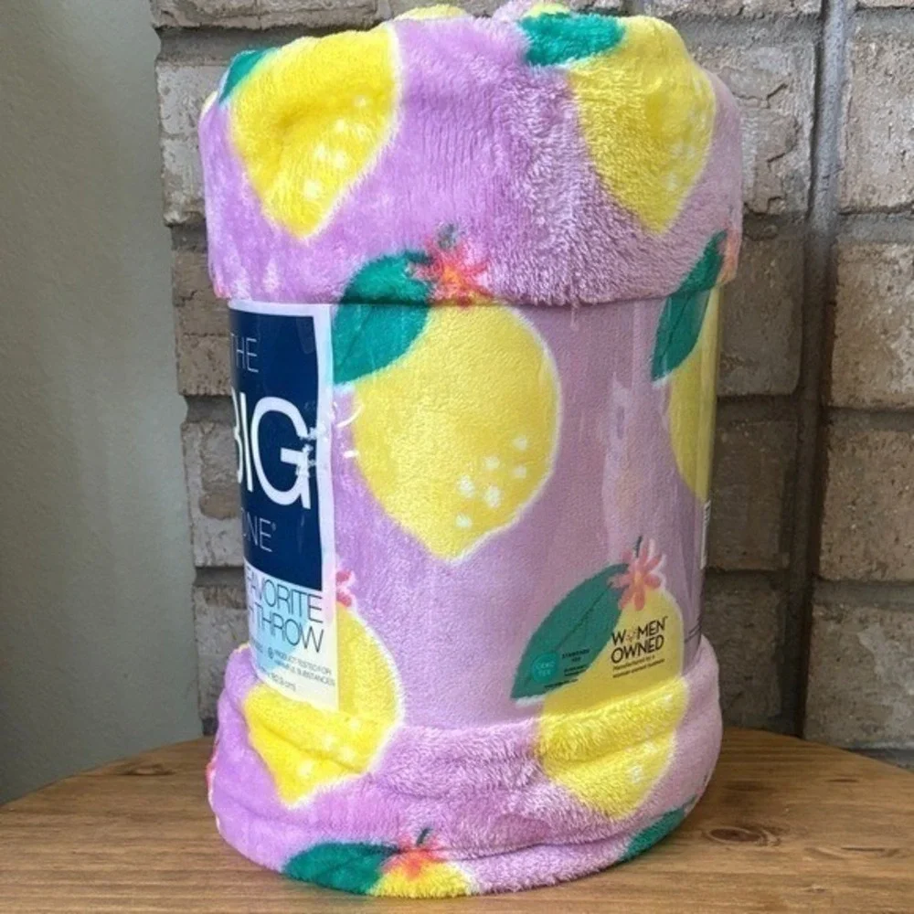 The Big One Lemon Lavender Summer Oversized Super Soft Plush Throw 5ft X 6ft NEW